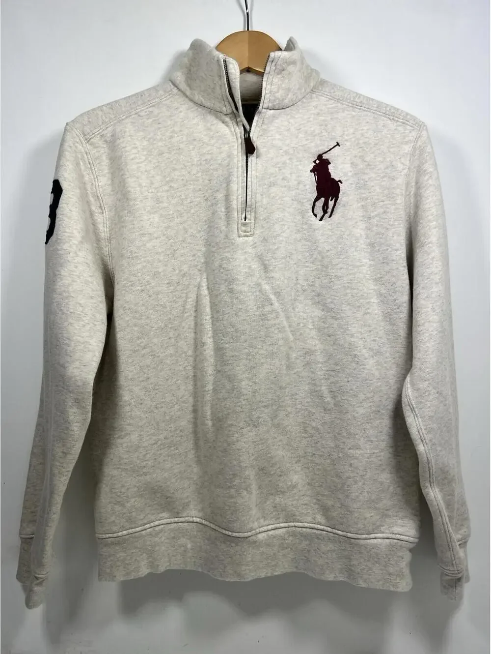 Polo Ralph Lauren Sweatshirt Boys XL 18-20 Gray Fleece 1/4 Zip Big Pony